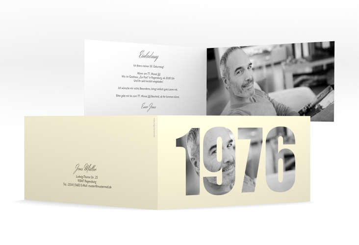 Einladungskarte Jahreszahl 2026 lange Klappkarte quer