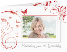 Einladung 50. Geburtstag "Papillon"