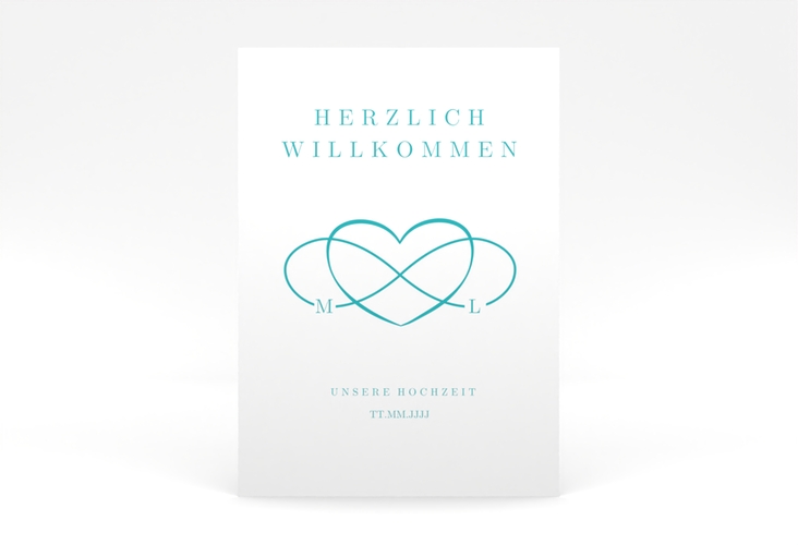 Willkommensschild Poster Infinity 50 x 70 cm Leinwand tuerkis
