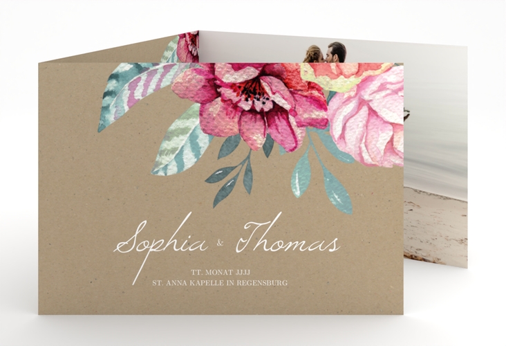 Hochzeitseinladung Blooming A6 Doppel-Klappkarte