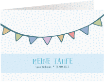 Taufeinladung Friendly A6 Klappkarte quer blau