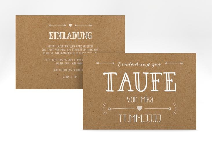 Taufeinladung Lettering A6 Karte quer