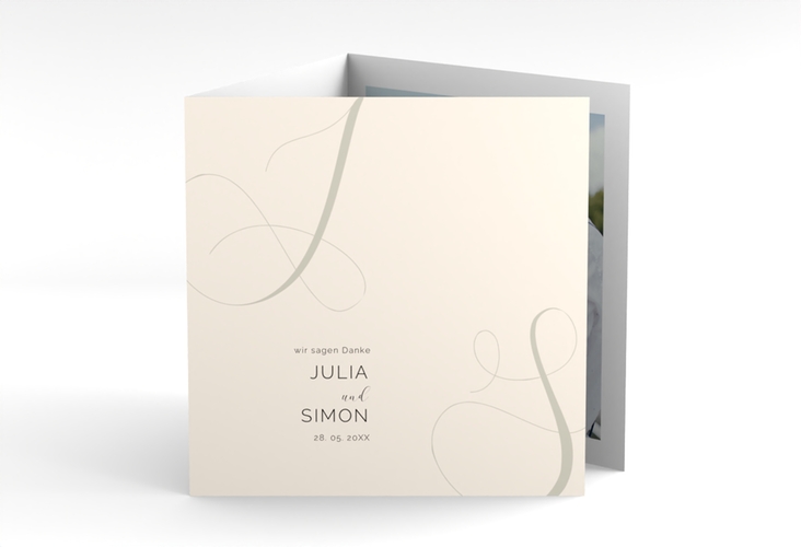 Dankeskarte Hochzeit Eheschließung quadr. Doppel-Klappkarte beige