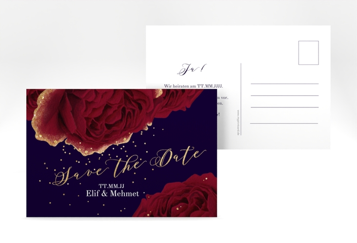 Save the Date-Postkarte Cherie A6 Postkarte schwarz hochglanz