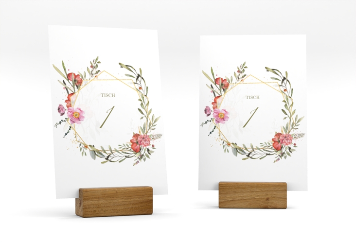 Tischnummer Hochzeit Sommergarten Tischaufsteller weiss