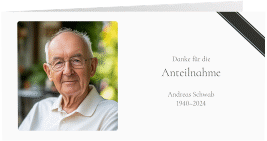 Danksagungskarte Trauer Trauerband lange Klappkarte quer weiss klassisch gestaltet