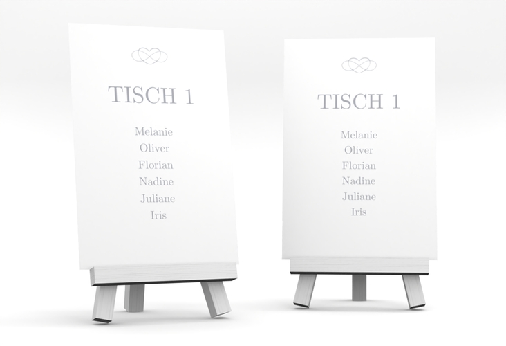 Tischaufsteller Hochzeit Infinity Tischaufsteller grau