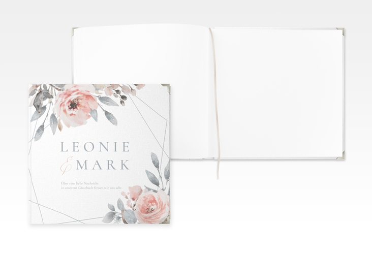 Gästebuch Selection Hochzeit Perfection Leinen-Hardcover weiss mit rosa Rosen