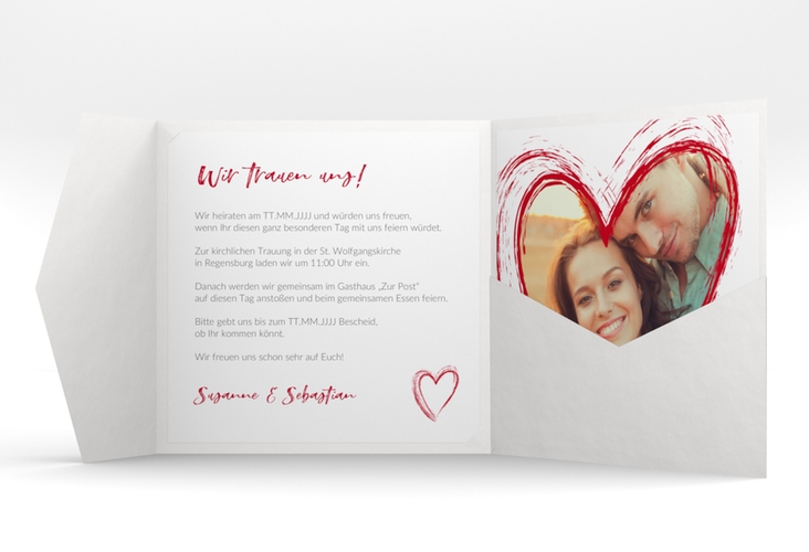 Hochzeitseinladung Liebe Pocketfold rot