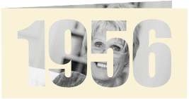 Einladungskarte Jahreszahl 2026 lange Klappkarte quer beige