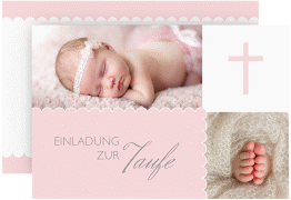 Klick: Details zu Taufeinladung "Blossom" anzeigen Taufeinladung Blossom A6 Karte quer rosa