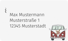 Empfängeretikett Hochzeit Hochzeitsbulli 63,5 x 38,1 mm rot