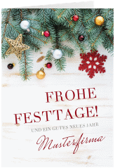 Klick: Details zu Geschäftliche Weihnachtskarte "Baumschmuck" anzeigen Geschäftliche Weihnachtskarte Baumschmuck A6 Klappkarte hoch weiss für Firmen
