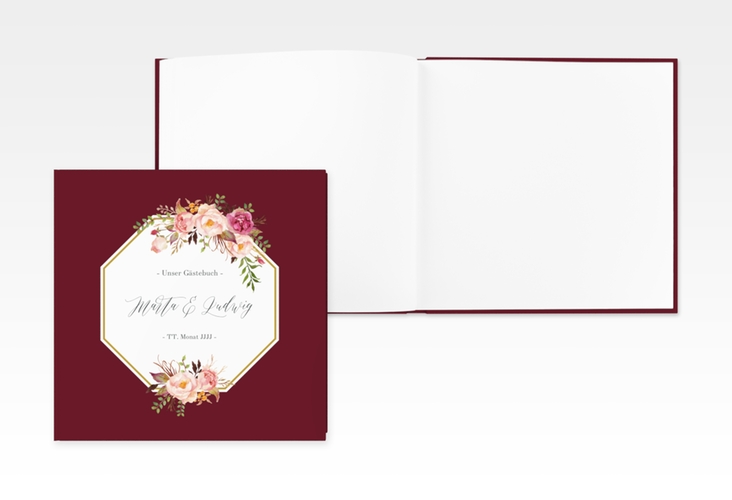 Gästebuch Creation Hochzeit "Prachtvoll" 20 x 20 cm, Hardcover rot