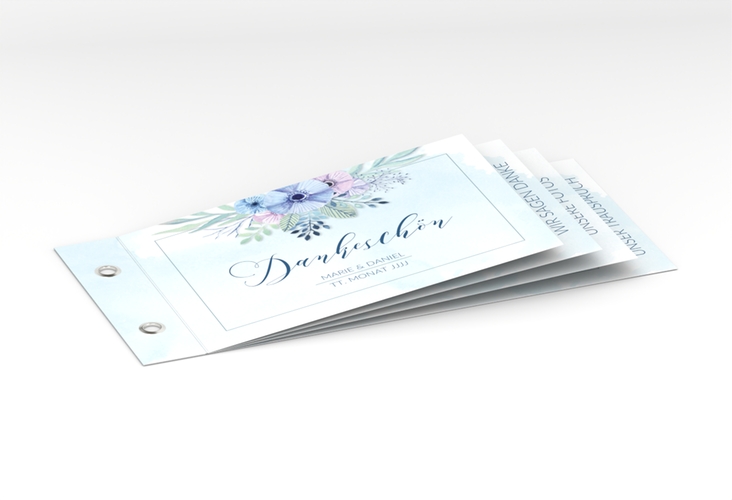 Danksagungskarte Hochzeit Surfinia Booklet blau