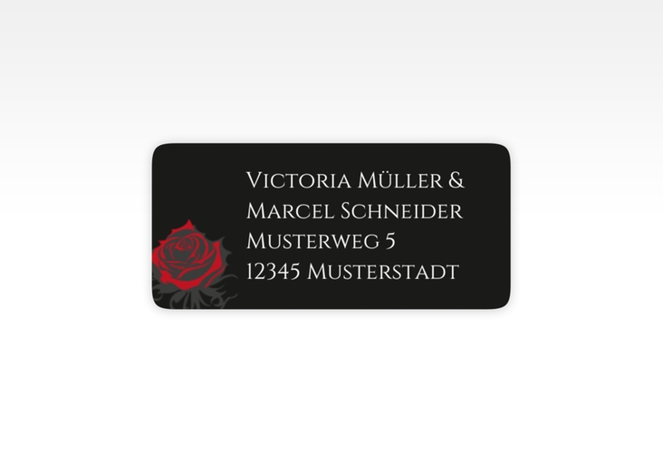 Absenderetikett Hochzeit Red Rose 45,7 x 21,2 mm schwarz