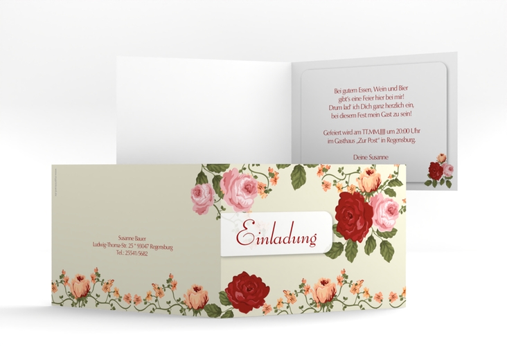 Einladung 50. Geburtstag Rosemarie A6 Klappkarte quer