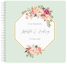 Klick: Details zu Gästebuch Hochzeit "Prachtvoll" anzeigen Gästebuch Hochzeit Prachtvoll Ringbindung mint