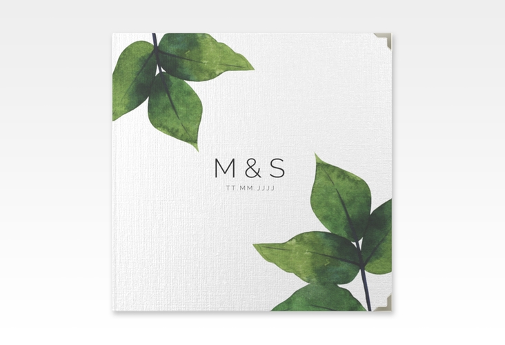 Gästebuch Selection Hochzeit Greenery Leinen-Hardcover minimalistisch mit grünen Blättern