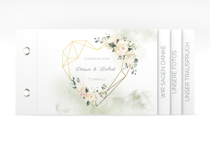 Danksagungskarte Hochzeit Adore Booklet gruen hochglanz