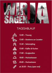 Tagesablauf Poster Hochzeit Letters 50 x 70 cm Poster rot