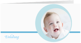 Einladungskarte Taufe Bubble lange Klappkarte quer blau