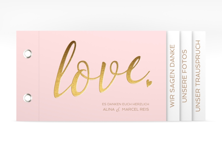 Danksagungskarte Hochzeit Glam Booklet rosa hochglanz