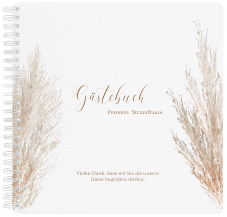 Gästebuch Pension Strandhaus Ringbindung weiss mit Pampasgras