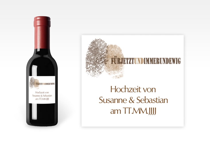 Piccoloetikett Hochzeit Messina Etikett Piccolo braun mit Fingerabdrücken