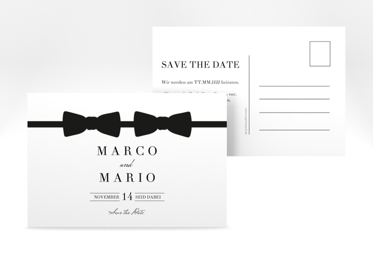 Save the Date-Postkarte Suits A6 Postkarte schwarz