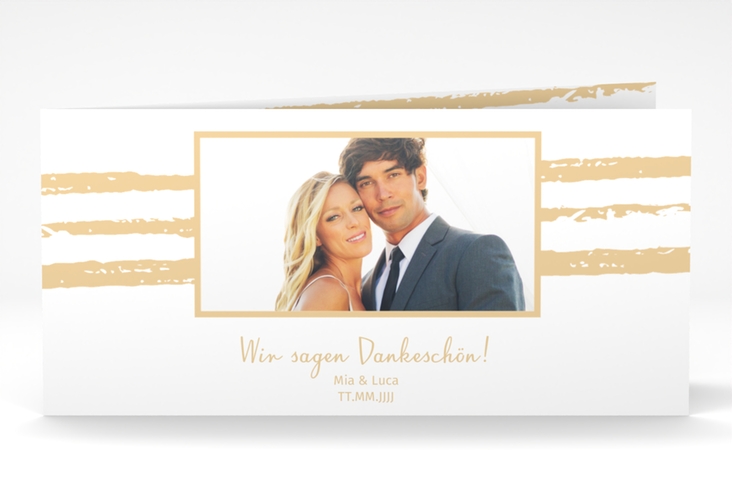 Danksagung Hochzeit Mare lange Klappkarte quer beige