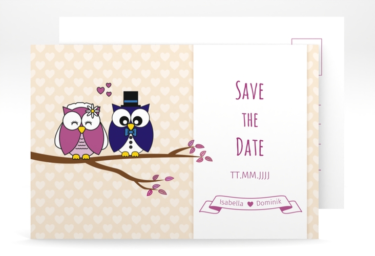 Save the Date-Postkarte Eulenliebe A6 Postkarte hochglanz