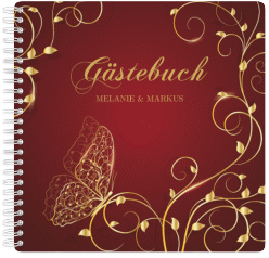 Klick: Details zu Gästebuch Hochzeit "Eternity" anzeigen Gästebuch Hochzeit "Eternity" Ringbindung rot