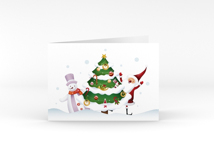 Business-Weihnachtskarte Happychristmas A6 Klappkarte quer hochglanz