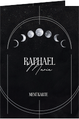 Menükarte Hochzeit Mondphase A5 Klappkarte hoch schwarz