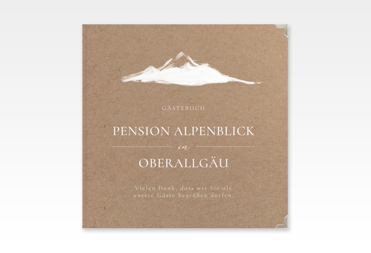 Gästebuch Selection Ferienwohnung Alpenblick Leinen-Hardcover mit Berggipfel-Motiv