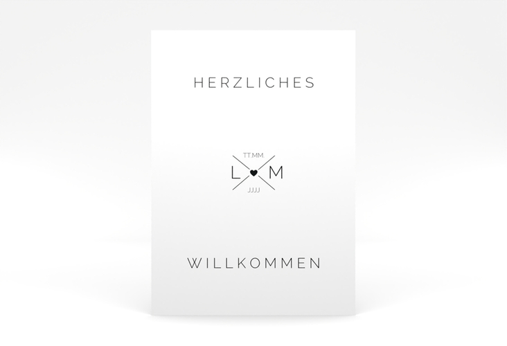 Willkommensschild Poster Initials 50 x 70 cm Poster schwarz mit Initialen im minimalistischen Design