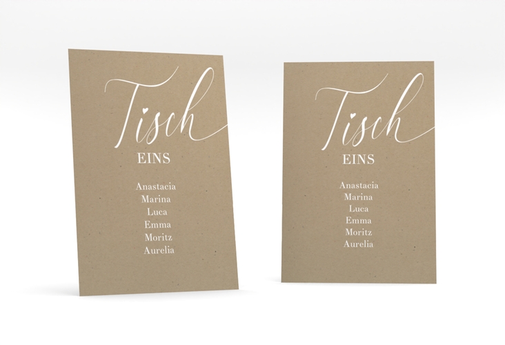 Tischaufsteller Hochzeit Kalligrafie Tischaufsteller Kraftpapier