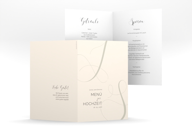 Menükarte Hochzeit Eheschließung A5 Klappkarte hoch beige