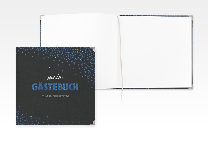 Gästebuch Selection Geburtstag Glitzer Leinen-Hardcover blau