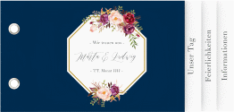 Klick: Details zu Hochzeitseinladung "Prachtvoll" anzeigen Hochzeitseinladung Prachtvoll Booklet blau