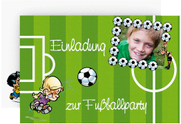 Einladungskarte Kindergeburtstag Fabian A6 Karte quer mit Fußball-Motiv