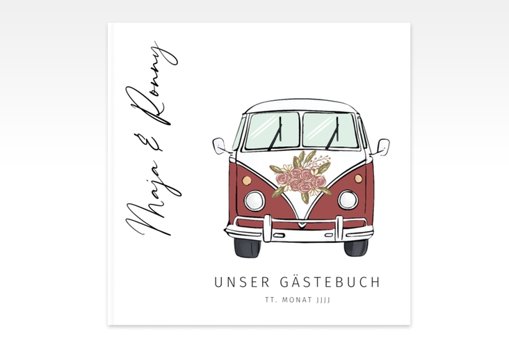 Gästebuch Creation Hochzeitsbulli 20 x 20 cm, Hardcover rot