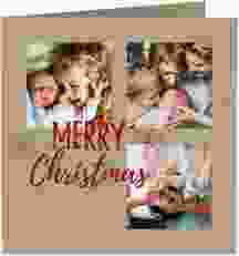 Weihnachtskarte Joyful quadr. Klappkarte Kraftpapier