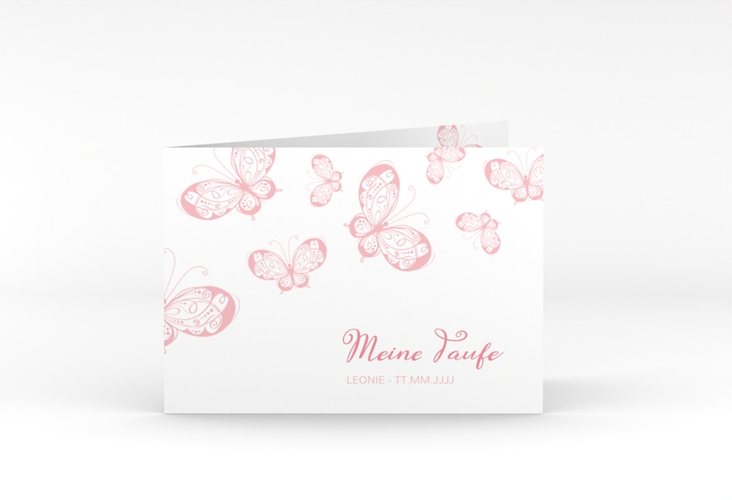 Taufeinladung Protection A6 Klappkarte quer rosa