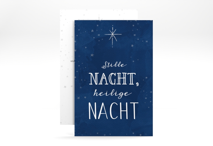 Geschäftliche Weihnachtskarte Weihnachtszeit A6 Karte hoch blau hochglanz mit Stern am Nachthimmel