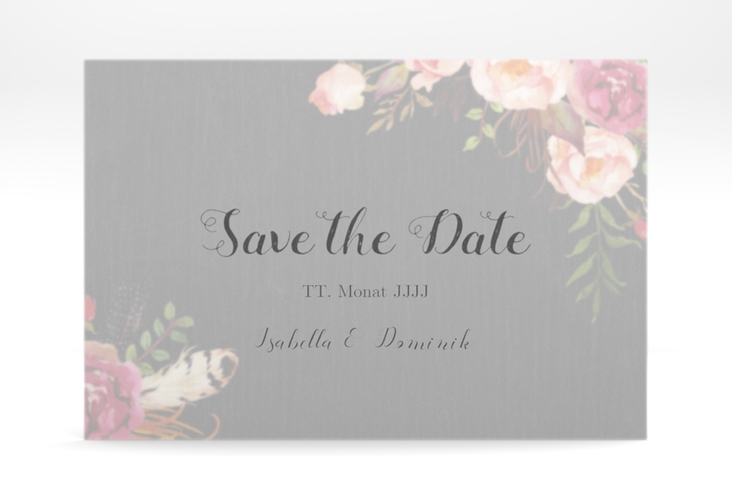 Save the Date Deckblatt Transparent Flowers A6 Deckblatt transparent mit bunten Aquarell-Blumen