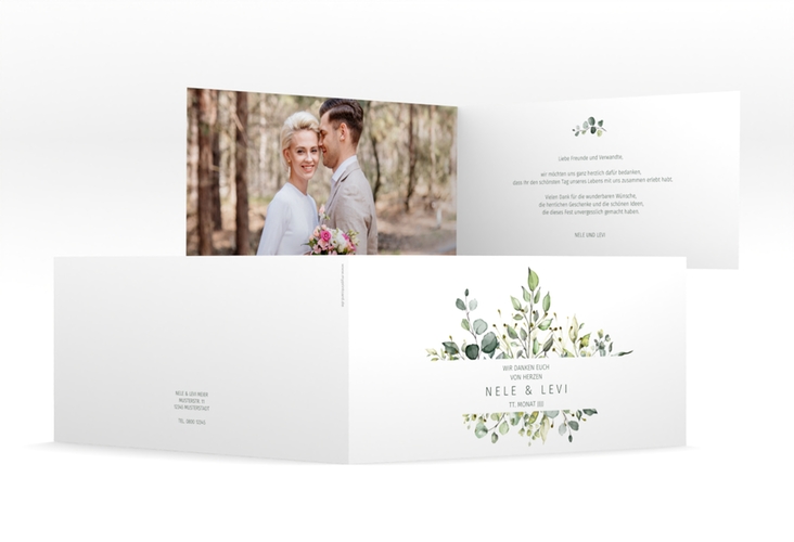 Danksagungskarte Hochzeit Enchanting lange Klappkarte quer weiss