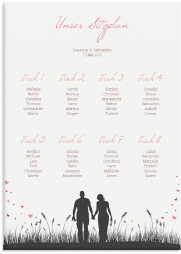 Klick: Details zu Sitzplan Leinwand Hochzeit "Rouen" anzeigen Sitzplan Leinwand Hochzeit "Rouen" 50 x 70 cm Leinwand schwarz