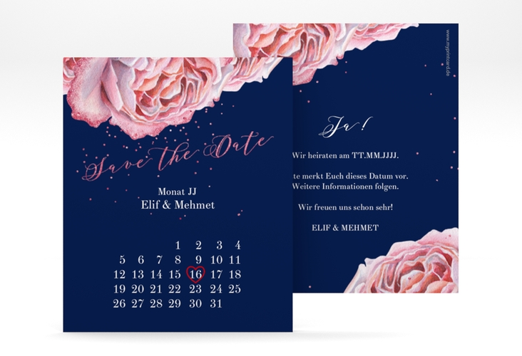 Save the Date-Kalenderblatt Cherie Kalenderblatt-Karte rosa hochglanz